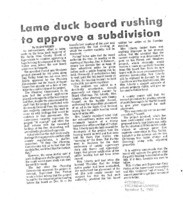 Lame duck board rushing to approve a subdivision