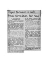 Rispin Mansion is safe from demolition, for now