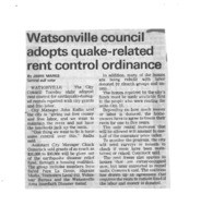 Watsonville council adopts quake-related rent control ordinance