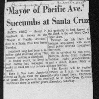 Mayor of Pacific Ave.' succumbs at Santa Cruz