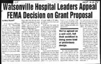 Watsonville Hospital Leaders Appeal FEMA Decision on Grant Proposal