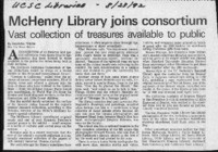 McHenry Library joins consortium: Vast collection of treasures available to public