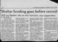 Shelter funding goes before council