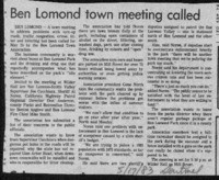 Ben Lomond town meeting called