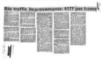 Rio traffic improvements: $177 per home