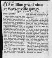 $1.2 million grant aims at Watsonville gangs