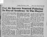 Cor de Gavere started painting in Royal Academy at The Hague