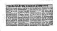 Freedom Library decision postponed