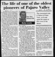 The life of one of the oldest pioneers of Pajaro Valley