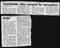 Salamander sites sprayed for mosquitoes