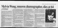 Melvin Wong, renoun choreographer, dies at 64