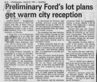 Preliminary Ford's lot plans get warm city reception