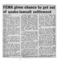 FEMA given chance to get out of quake-lawsuit settlement