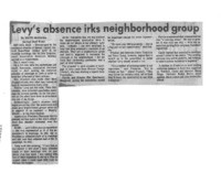 Levy's absence irks neighborhood group