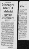 Metro eyes return of Frederick service