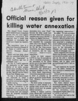 Official reason given for killing water annexation