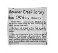 Boulder Creek library bid OK'd by county