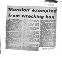 Mansion' exempted from wrecking ban