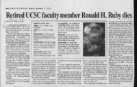 Retired UCSC faculty member Ronald H. Ruby dies