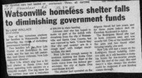 Watsonville homeless shelter falls to diminishing government funds