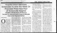 Hospital Union Members Scheduled To Vote This Week On Proposed Three-Year Pact at Watsonville Hospital