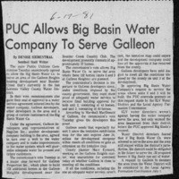 PUC allows Big Basin Water Company to serve Galleon