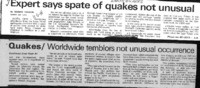 Expert says spate of quakes not unusual