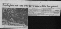 Geologists not sure why Love Creek slide happened