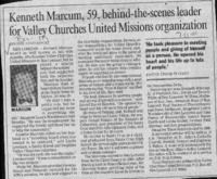 Kenneth Marcum, 59, behind-the-scenes leader for Valley United Missions organization