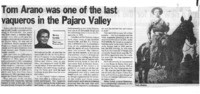 Tom Arano was one of the last vaqueros in the Pajaro Valley