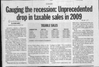 Gauging the recession: Unprecedented drop in taxable sales in 2009