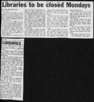 Libraries to be closed Mondays