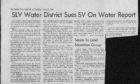 SLV Water District Sues SV On Water Report