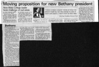 Moving proposition for new Bethany president