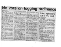 No vote on logging ordinance