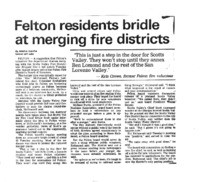 Felton residents bridle at merging fire districts