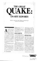 The Great Quake: on-site reports