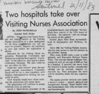 Two hospitals take over Visiting Nurses Association