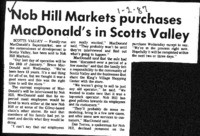 Nob Hill Markets purchases MacDonald's in Scotts Valley