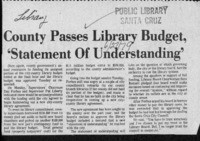 County Passes Library Budget, 'Statement of Understanding