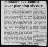 Builders sue county over planning closure