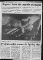 Support here for needle exchange: program called success in fighting AIDS