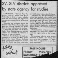 SV, SLV districts approved by state agency for studies