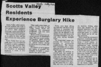 Scotts Valley Residents Experience Burglary Hike