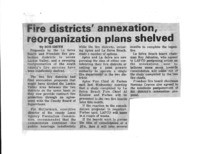 Fire districts' annexation, reorganization plans shelved