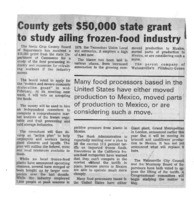 County gets $50,000 state grant to study ailing frozen-food industry