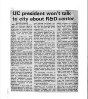 UC president won't talk to city about R&D center