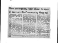 New emergency room about to to pen at Watsonville Community Hospital