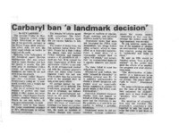 Carbaryl ban 'a landmark decision