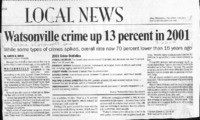 Watsonville crime up 13 percent in 2001